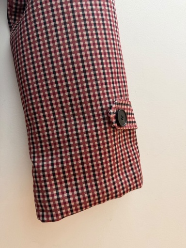 Veste croisée à carreaux ceinturée - Bordeaux
