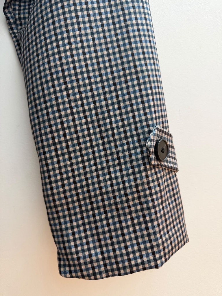 Veste croisée à carreaux ceinturée - Marine (3)