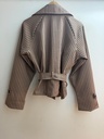 Veste croisée à carreaux ceinturée - Camel (2)