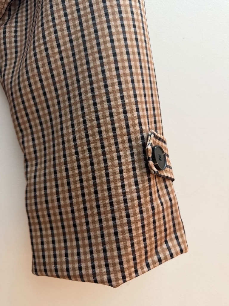 Veste croisée à carreaux ceinturée - Camel (3)