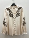 Blouse brodée col volanté - Écru (2)