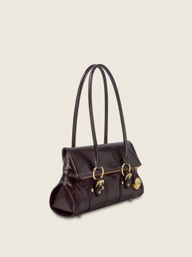 Sac baguette Paul Marius Bernadette Baguette en cuir vernis aubergine