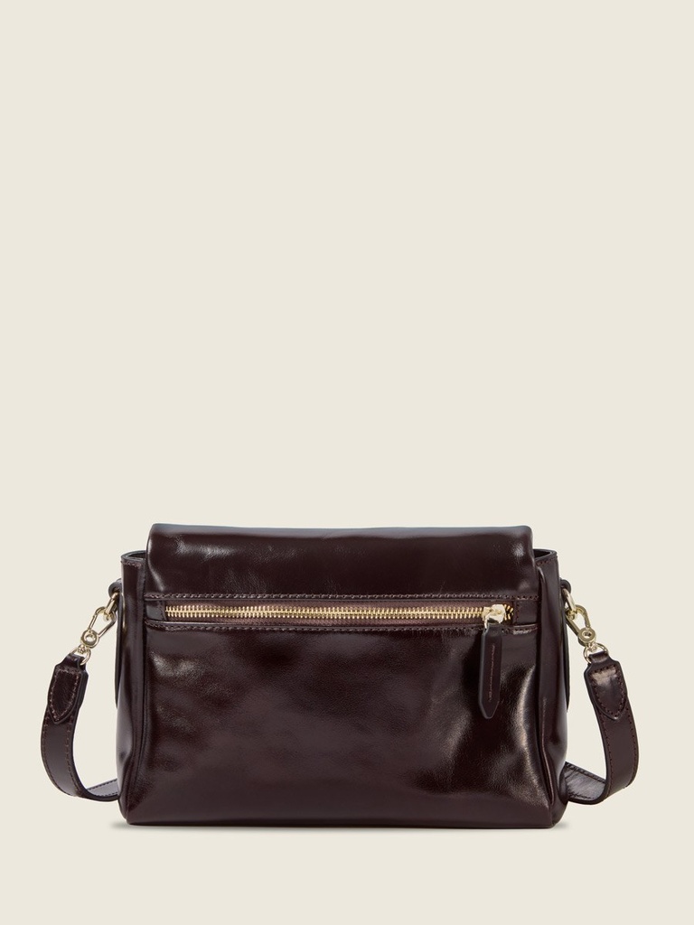 Sac bandoulière Paul Marius Bernadette Pochette en cuir vernis aubergine (4)