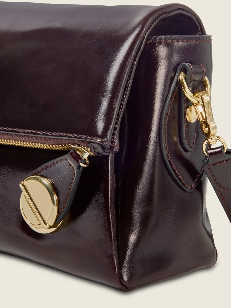 Sac bandoulière Paul Marius Bernadette Pochette en cuir vernis aubergine (6)