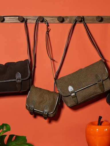 Sac bandoulière Paul Marius Loulou S en cuir vert kaki vintage