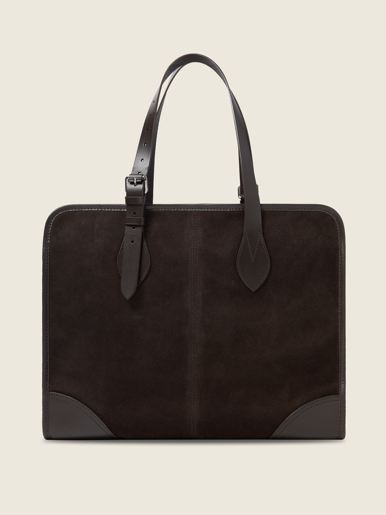 Sac cabas Paul Marius LeCabas L en cuir suédé chocolat (3)