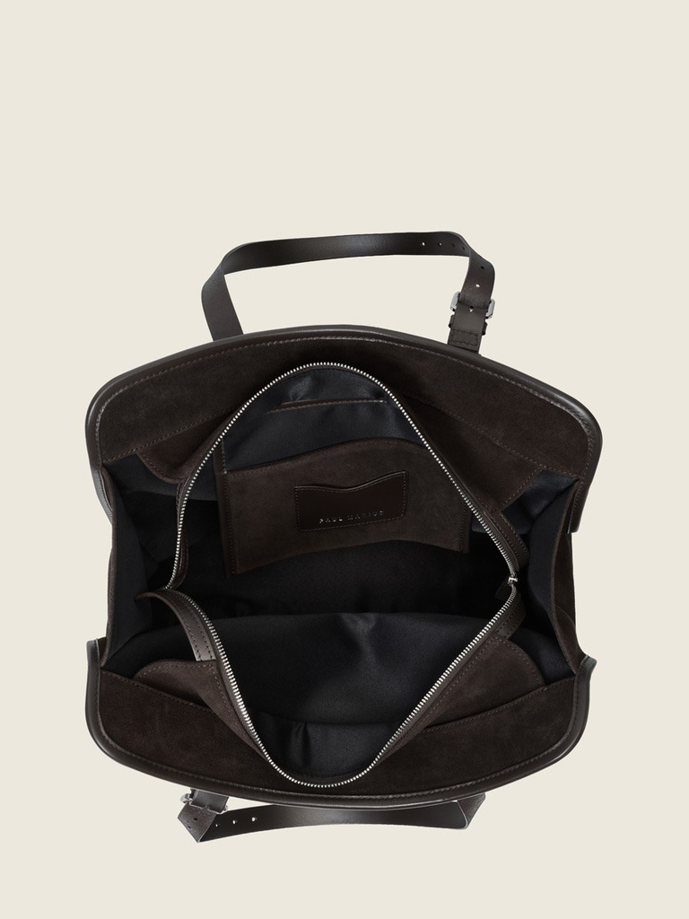 Sac cabas Paul Marius LeCabas L en cuir suédé chocolat (5)