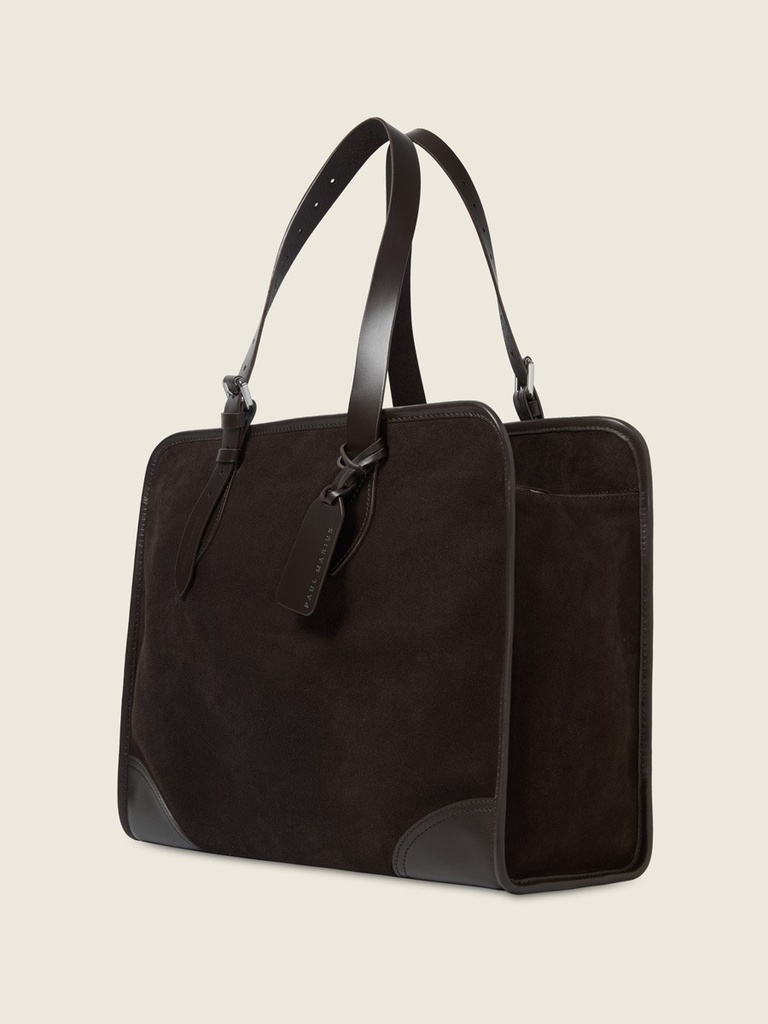 Sac cabas Paul Marius LeCabas en cuir suédé chocolat (3)