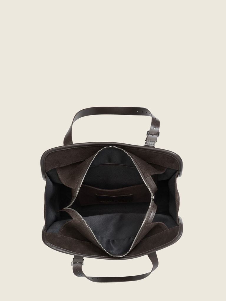 Sac cabas Paul Marius LeCabas en cuir suédé chocolat (5)