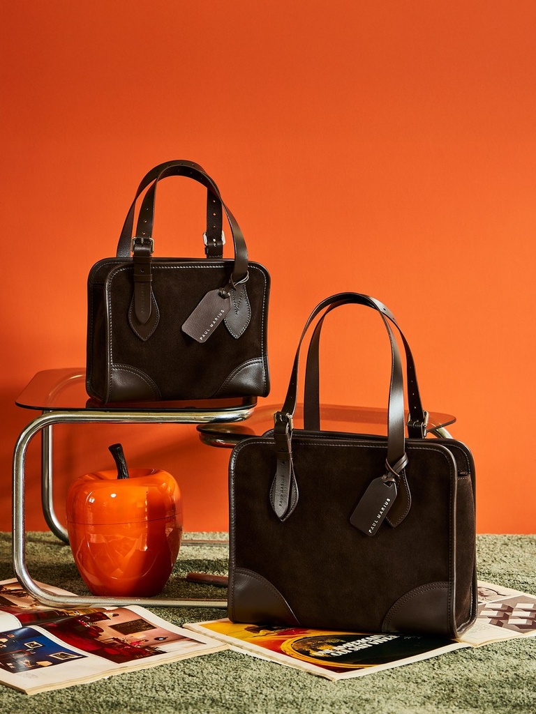 Sac cabas Paul Marius LeCabas en cuir suédé chocolat (6)