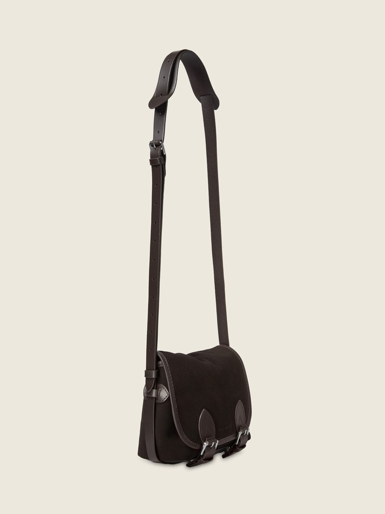 Sac bandoulière Paul Marius Loulou S en cuir suédé chocolat (3)
