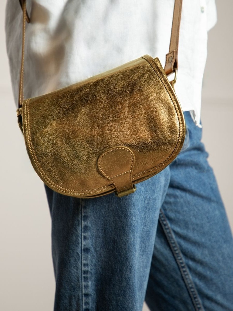 Sac bandoulière Paul Marius LeBohémien en cuir métallisé bronze (5)