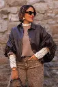 Chemise / veste en simili - Chocolat (vue 3)