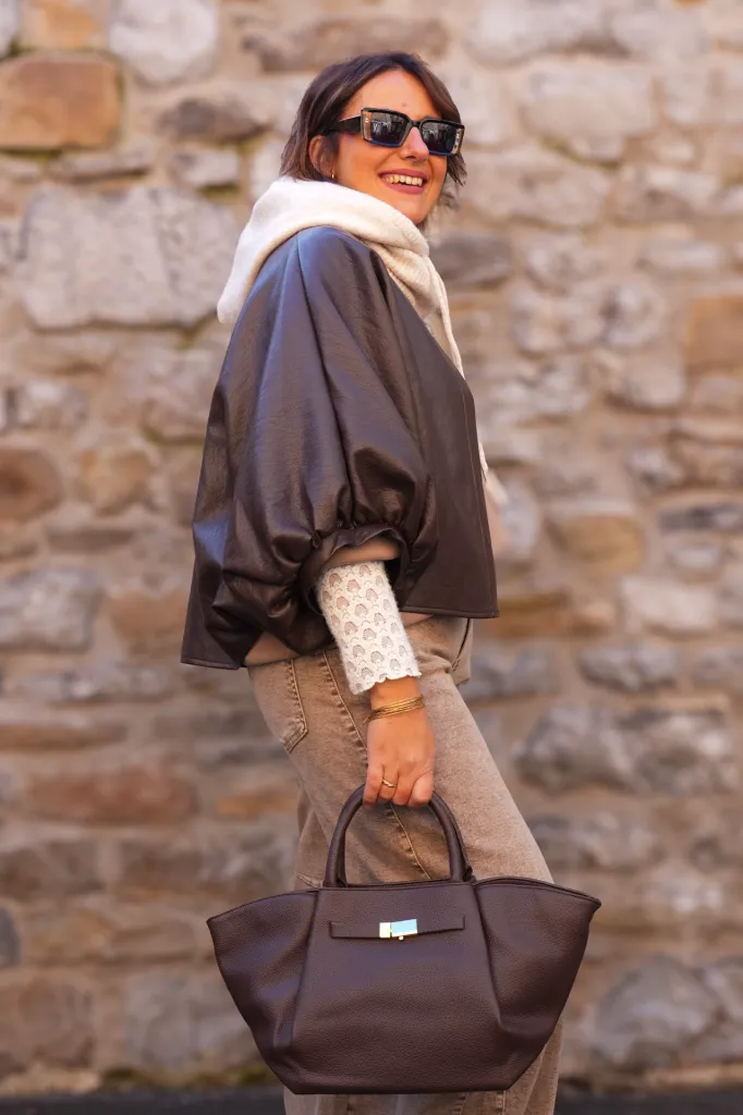 Chemise / veste en simili - Chocolat (vue 6)
