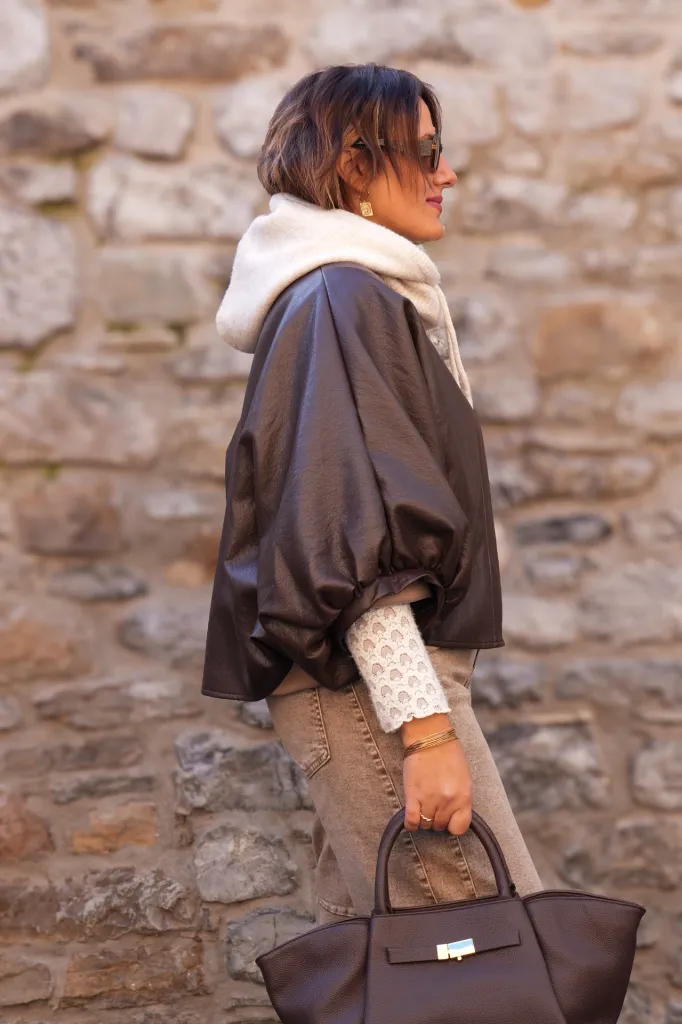 Chemise / veste en simili - Chocolat (vue 7)