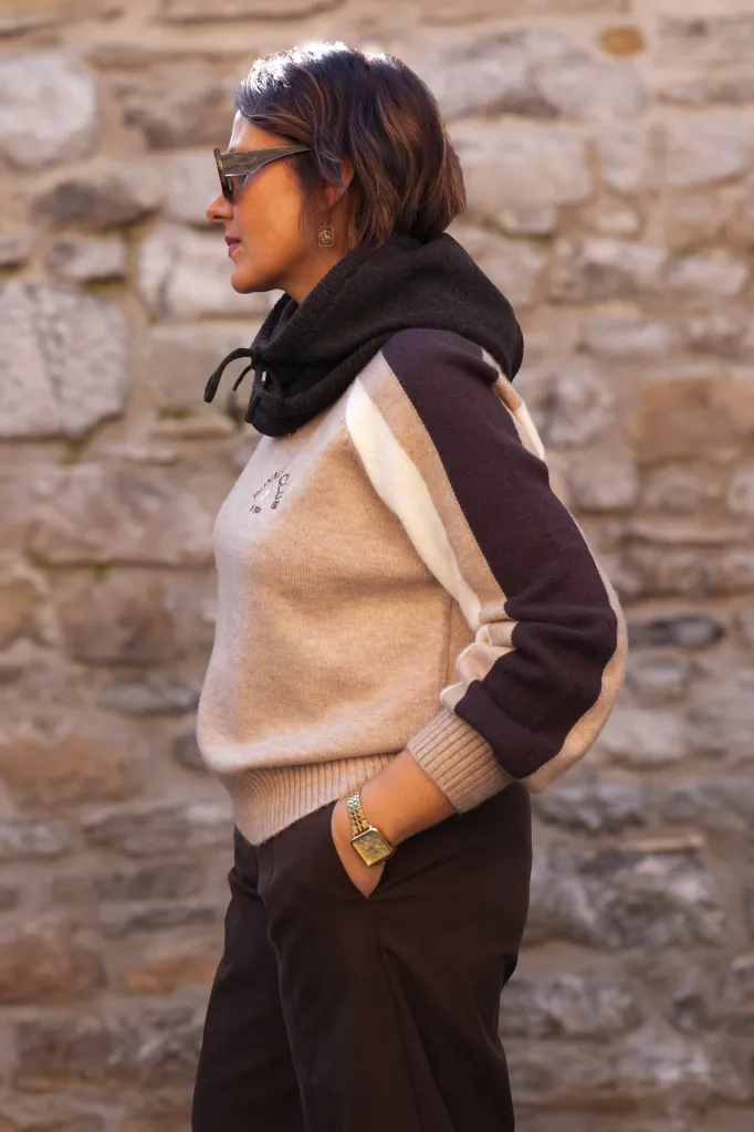Pull Running Club - Manches raglan - Beige (vue 3)