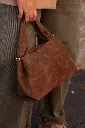 Sac à main en suédine anses nouées - Brun (vue 4)