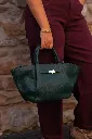 Sac à main cabas grainé à fermoir - Vert (vue 2)