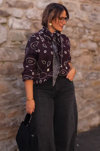 Jeans barrel taille croisée - Noir délavé