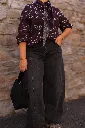 Ensemble pull et châle - Jacquard bandana - Prune (vue 4)