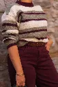 Pull rayé en maille mohair - Col rond - Olive (vue 3)