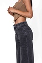 Jeans wide leg uni taille haute - Nathalie - noir délavé — vue 4
