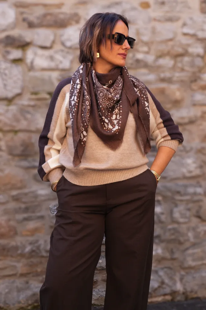 Foulard carré - Imprimé bandana - Café (vue 2)