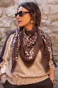 Foulard carré - Imprimé bandana - Café (vue 4)