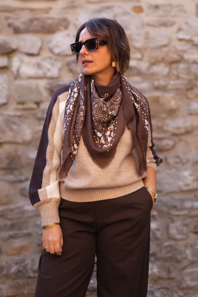 Foulard carré - Imprimé bandana - Café (vue 5)