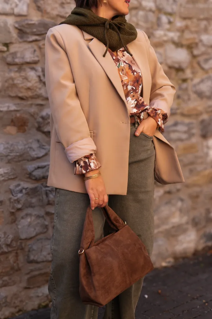 Blouse imprimée fleurs - Col V - Café (vue 6)