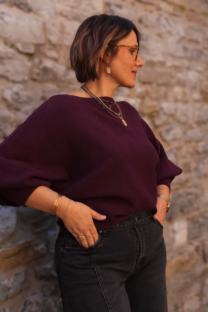 Pull en viscose - Bordeaux (vue 2)