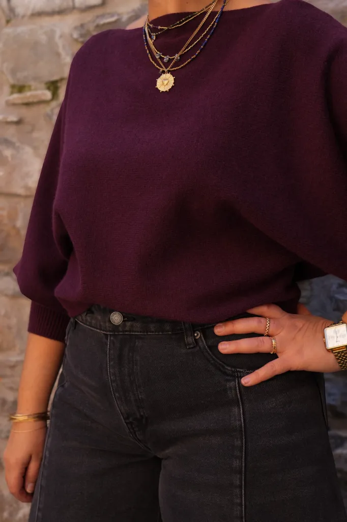 Pull en viscose - Bordeaux (vue 3)