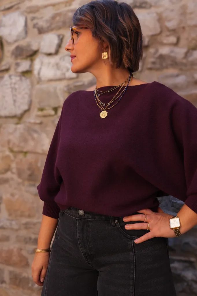 Pull en viscose - Bordeaux (vue 5)