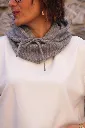 Cagoule en maille à cordons - Gris (vue 4)