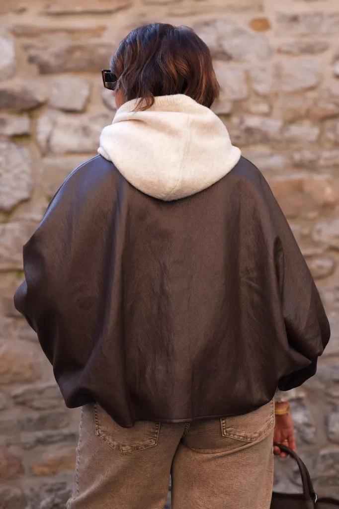 Cagoule en maille à cordons - Beige