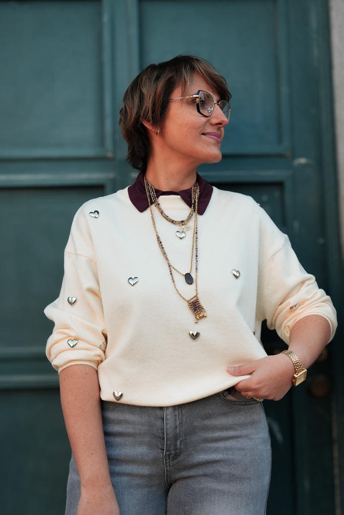 Col chemise - Julia - Bordeaux — vue 2