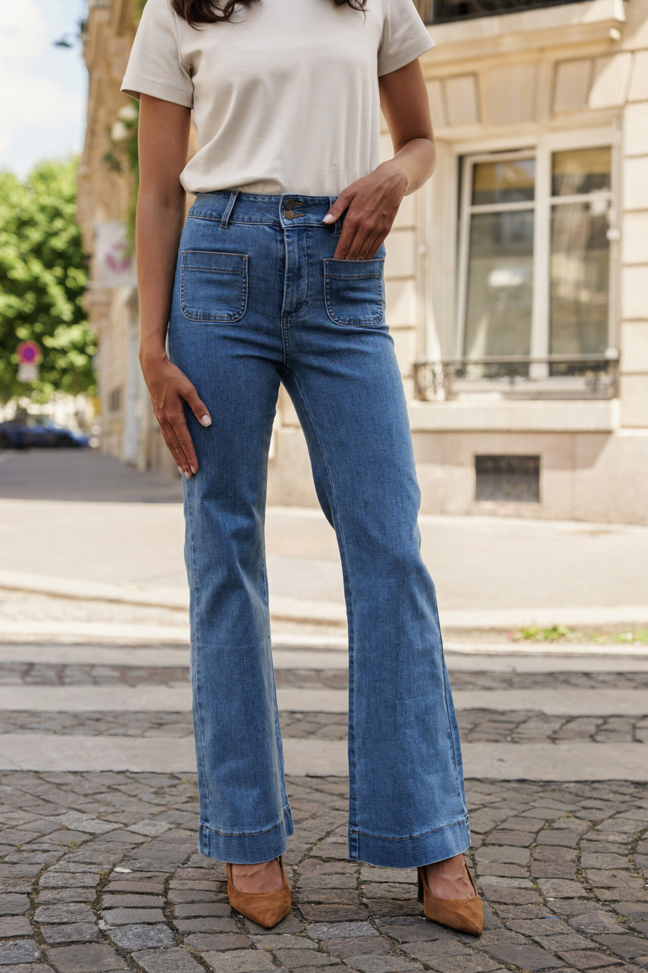 Jeans flare avec poches - Elena - Denim — vue 2