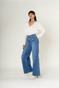 Jeans super wide leg avec poches appliquées - Flora - Bleu — vue 2
