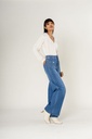 Jeans super wide leg avec poches appliquées - Flora - Bleu — vue 3