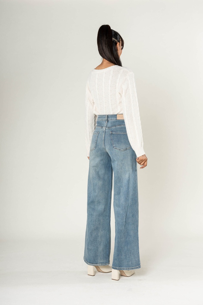 Jeans super wide leg avec poches appliquées - Flora - Bleu vintage (vue 7)