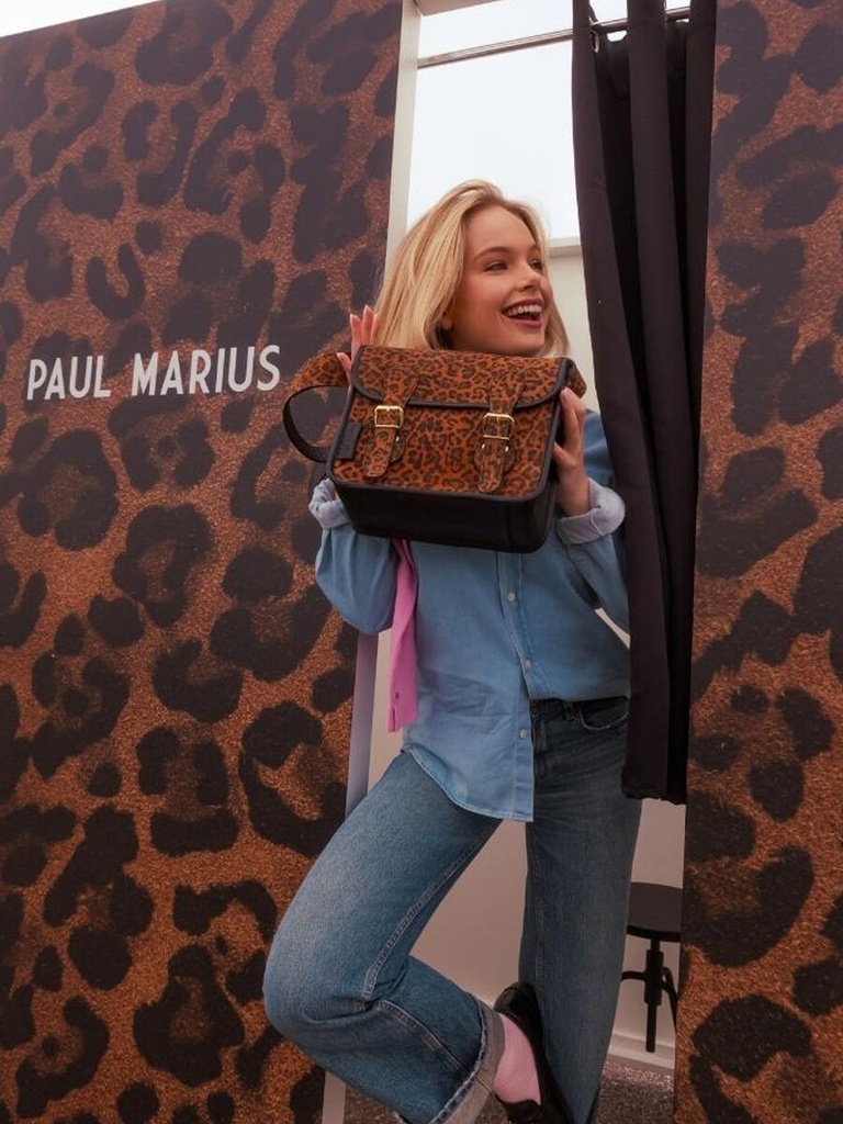 SAC BANDOULIÈRE CUIR MARRON - Paul Marius - Sacoche S - Leopard — vue 2