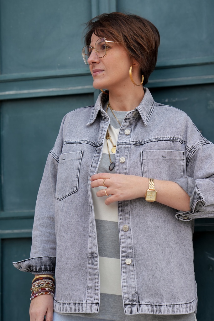 Surchemise en jeans oversized - Max - Gris — vue 2