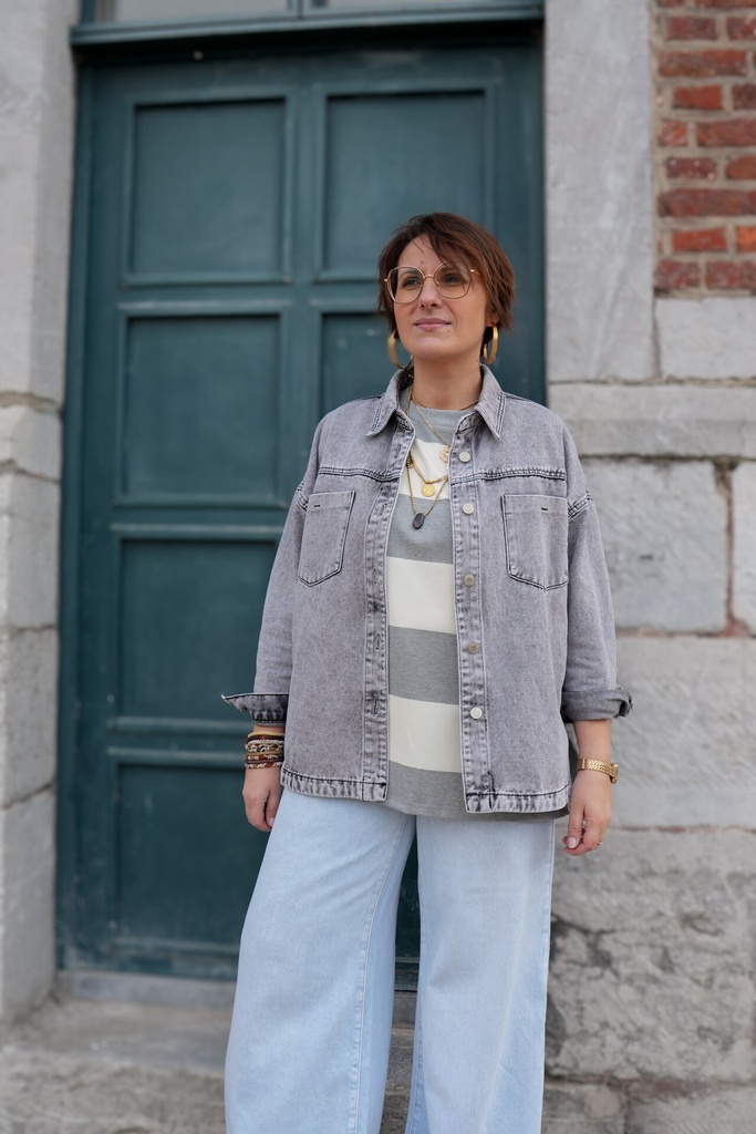 Surchemise en jeans oversized - Max - Gris — vue 4