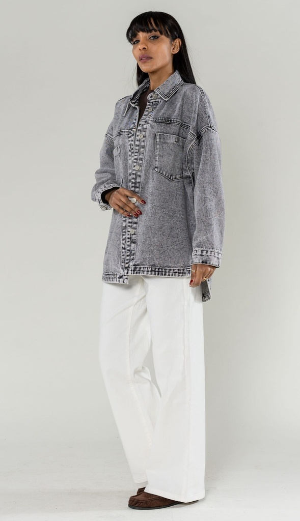 Surchemise en jeans oversized - Max - Gris — vue 7