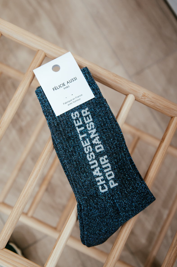 [5CHDANAP36] Chaussettes - Félicie Aussi - Danser - Anthracite paillettes 36/40