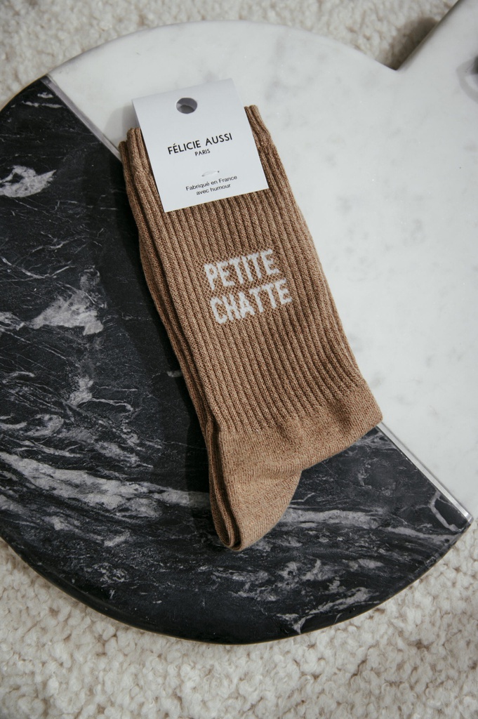 [1CHPCTEPC36-PETITECHATTE] Chaussettes - Félicie - petite chatte paillettes caramel- 36/40