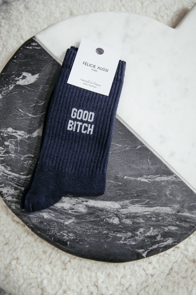 [1CHGBPB36-GOODBITCH] Chaussettes - Félicie - Good Bitch paillettes bleues - 36/40
