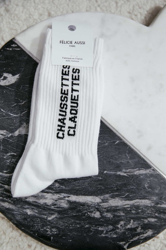 [CLAQUETTESBLANCHES-5CHCLAB36-36/40] Chaussettes - Félicie -Claquettes blanches (36/40)