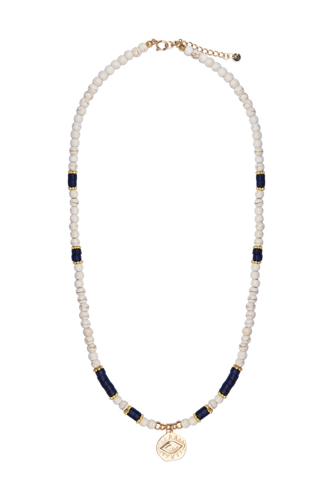 [BX14-OEIL-IVOIRE-PO] Collier - Plaqué Or - By 164 - Oeil Ivoire