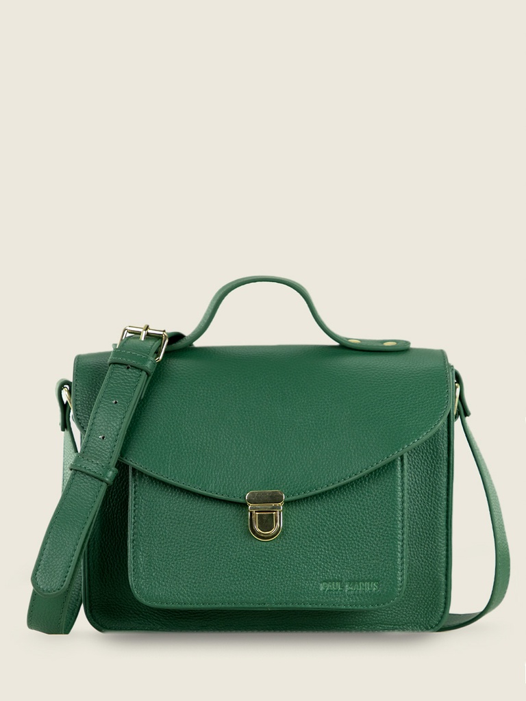 [PM-MlleG-vertimpé] SAC À MAIN CUIR VERT FEMME Paul Marius Mademoiselle George Azur - Vert Impérial